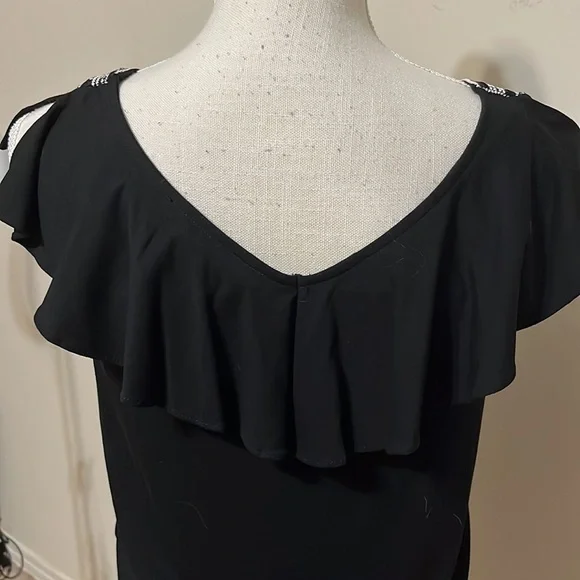 White House black market top, jeweled neckline, black, small - Picture 4 of 8